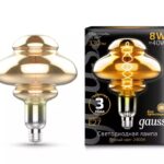 Лампа Gauss LED Filament BD160 8W Е27 330lm 2400К gray flexible 162802008