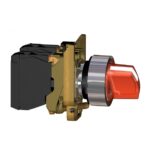 Перекл с подсветкой, металл, красный, Ø22, 2 позиции, фиксация, 24 V AC/DC, 1 НО+1 НЗ XB4BK124B5